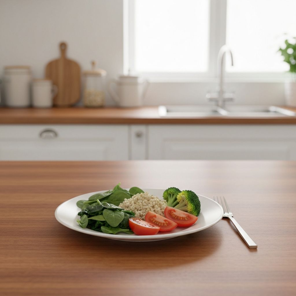 Balanserad lunch på minimalistisk tallrik